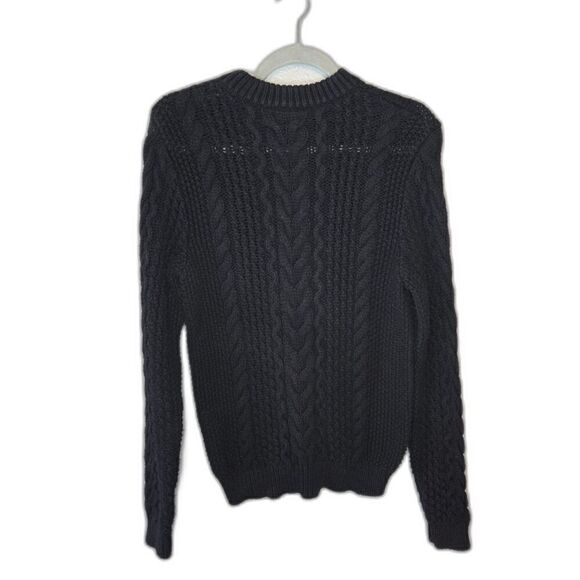 Polo Ralph Lauren Women's Black Chunky Cable Knit Mock Neck Sweater Size Medium - Picture 1 of 5